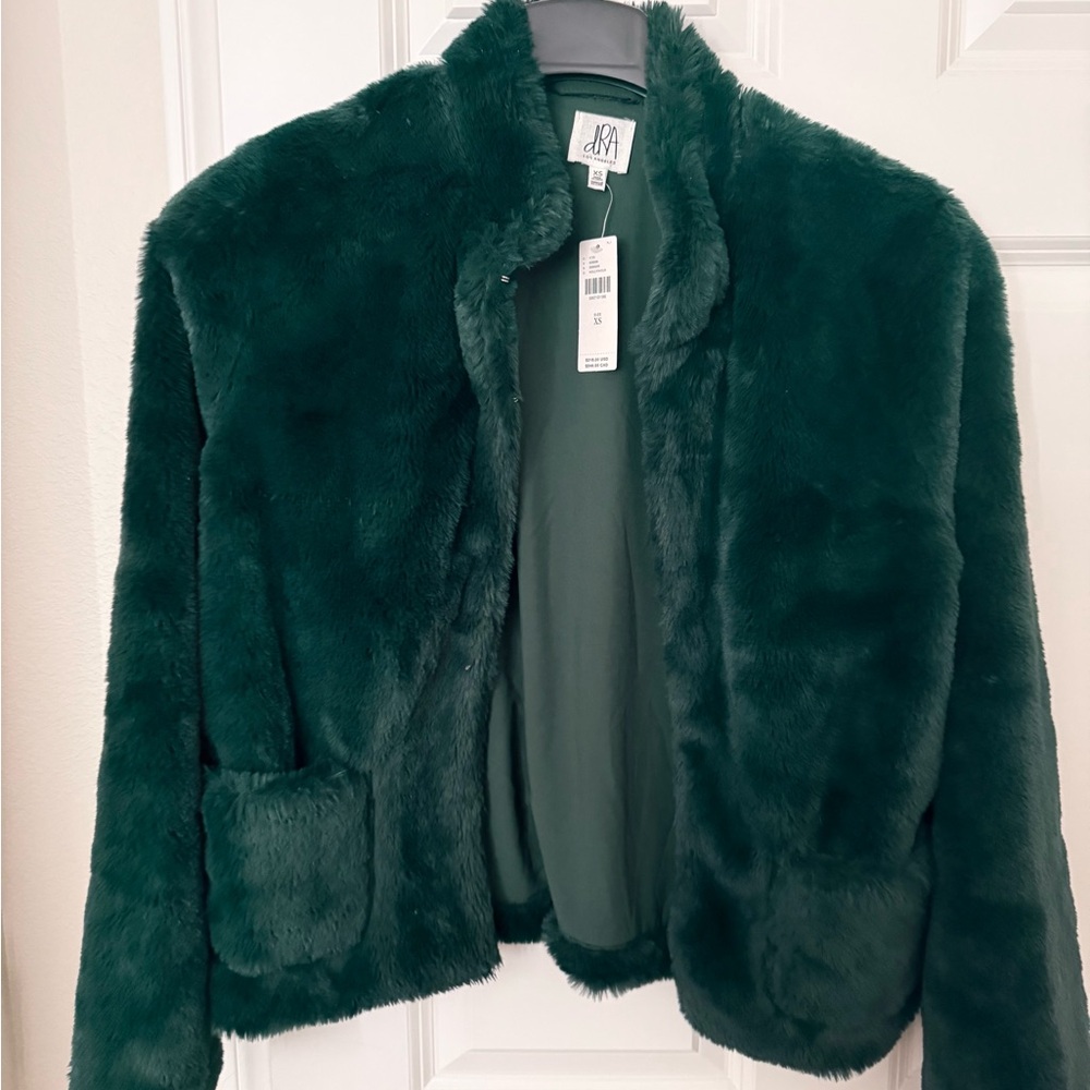 $218 Forest Green Faux Fur Jacket